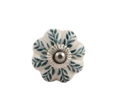 Cream Green Leaf Ceramic Melon Knob
